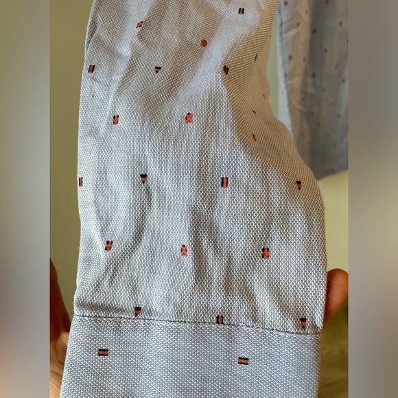 NWT Bienzoe, boys 11/12, cotton blend blue printed button up dress shirt - Picture 3 of 6